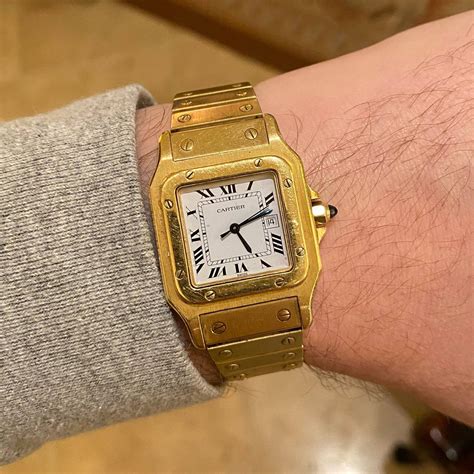 cartier santos gold on wrist|santos cartier watch price.